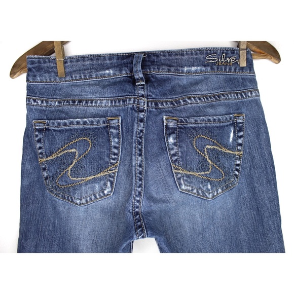 Silver Jeans Distressed Flare Hemmed Cuff Jeans 26 2 Preowned - Picture 7 of 10